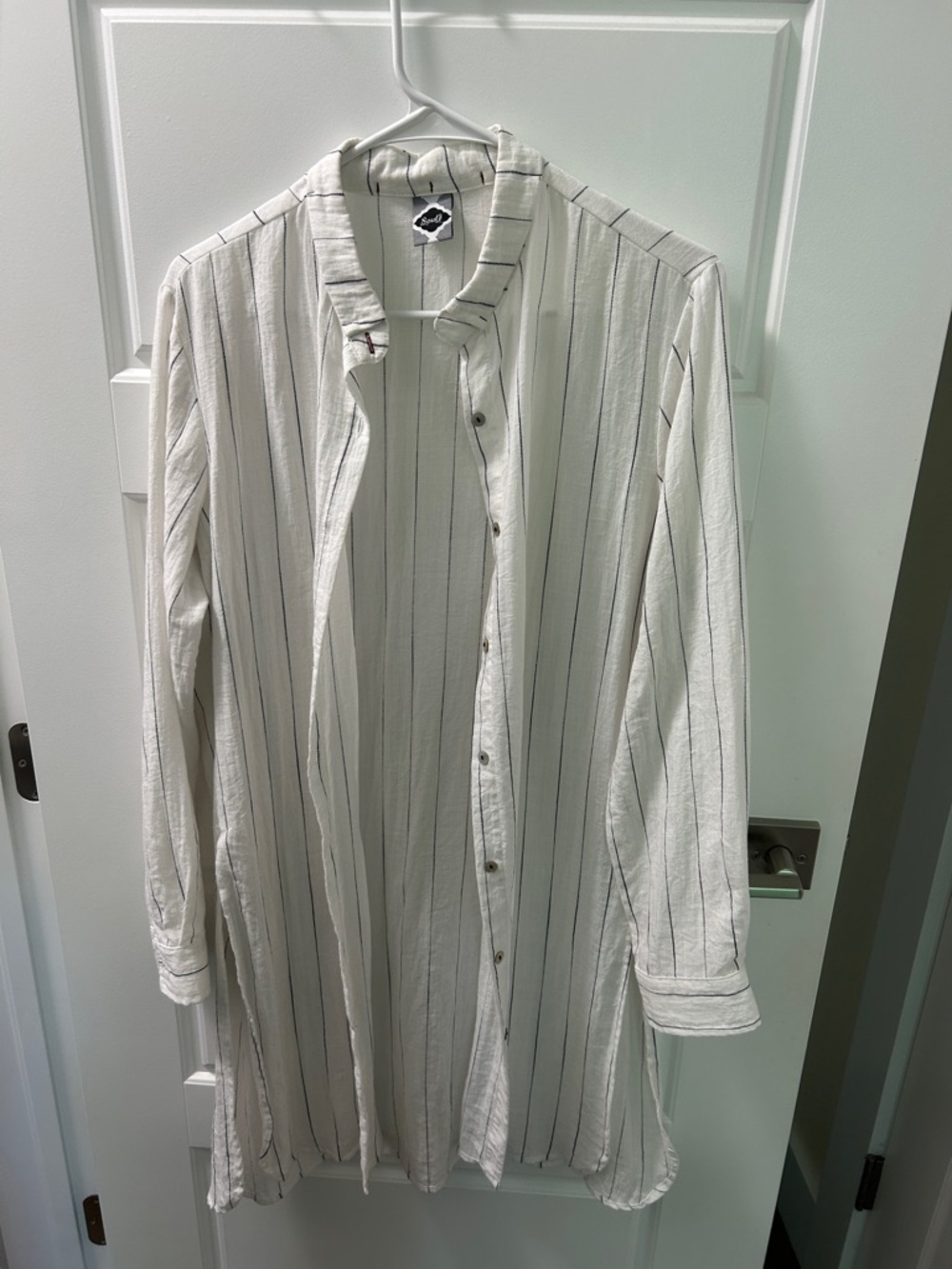 SOUL Naturalizer White Long Sleeve Striped Shirt Dress
